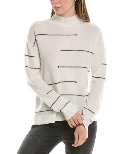 Incashmere Broken Stripe Cashmere Sweater In Beige