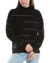 Incashmere Broken Stripe Cashmere Sweater In Black