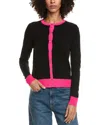 Incashmere Button Front Cashmere Cardigan In Black