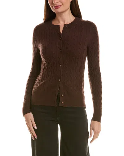 Incashmere Cable 100% Cashmere Cardigan In Brown