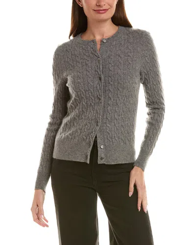 Incashmere Cable 100% Cashmere Cardigan In Gray