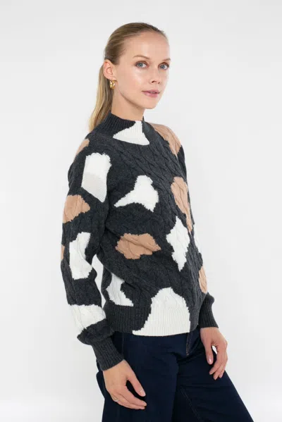 Incashmere Cashmere Blend Long Sleeve Pattern Sweater In Multi