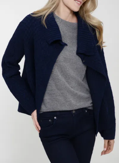 Incashmere Cashmere Blend Long Sleeve Textured Cardigan In Blue
