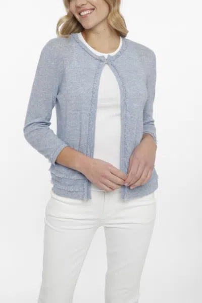 Incashmere Cashmere Blend Mini Fringe Cardigan In Blue