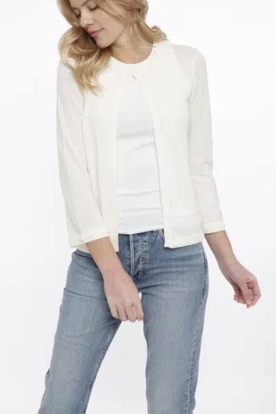 Incashmere Cashmere Blend Mini Fringe Cardigan In White