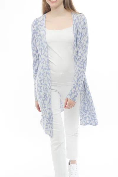 Incashmere Cashmere Leopard Print Cardigan In Blue