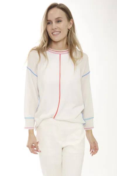 Incashmere Cashmere Pullover With Tipping In White