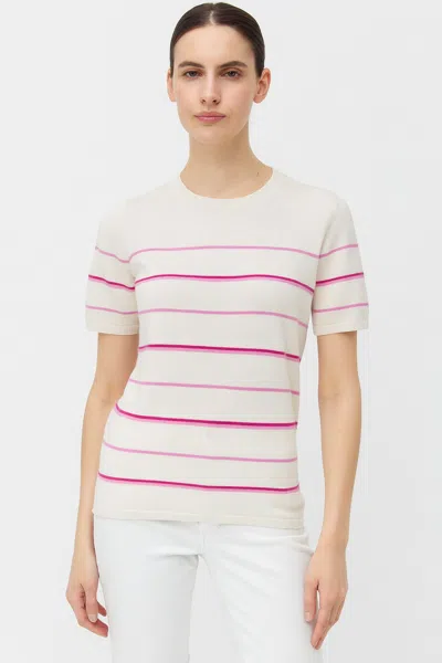 Incashmere Cashmere Striped Luxury Tee In White