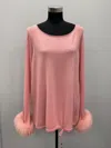 Incashmere Cashmere Sweater With Fox Cuffs In Pink In Pink