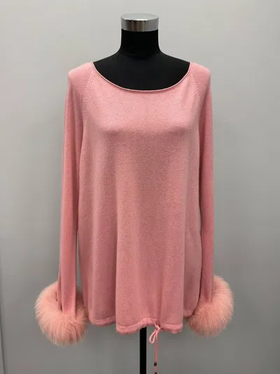Incashmere Cashmere Sweater With Fox Cuffs In Pink