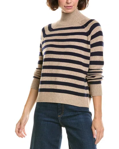 Incashmere Chuck Stripe Mock Neck Wool & Cashmere-blend Pullover In Neutral