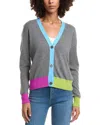 Incashmere Color Block Cashmere Cardigan In Gray
