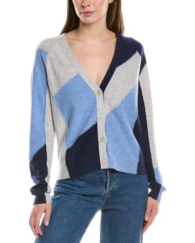 Incashmere Colorblock Cashmere Cardigan In Blue