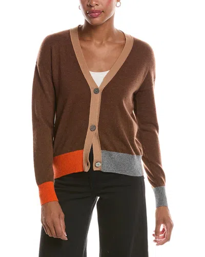 Incashmere Colorblock Cashmere Cardigan In Silver