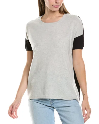 Incashmere Colorblock Cashmere Top In Grey