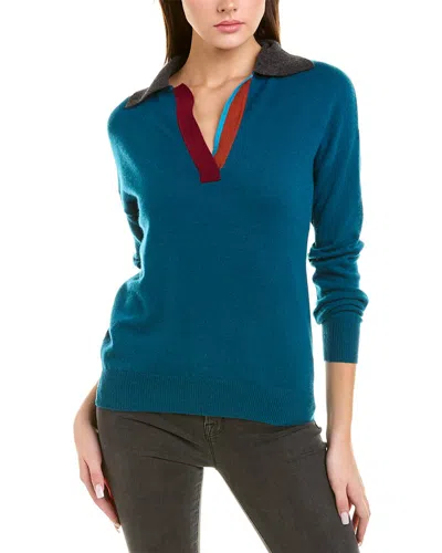 Incashmere Colorblocked 100% Cashmere Polo Shirt In Blue