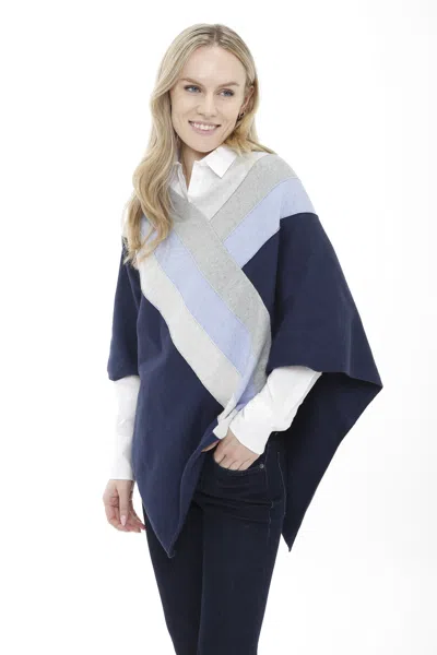 Incashmere Cotton Cashmere Blend Color Blocked Topper In Blue