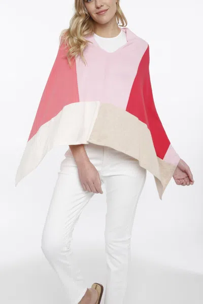 Incashmere Cotton Cashmere Blend Color Blocked Topper In Pink