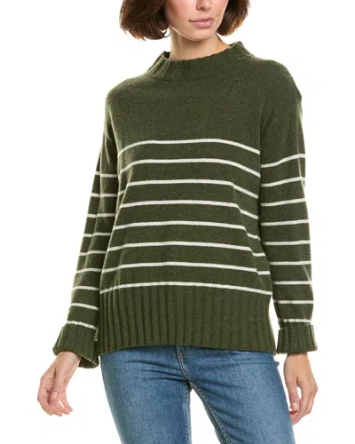 Incashmere Crewneck Striped 100% Cashmere Pullover In Green