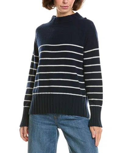 Incashmere Crewneck Striped 100% Cashmere Pullover In Blue