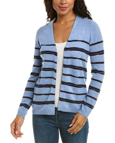 Incashmere Dancing Stripes Open Front Cashmere Cardigan In Blue