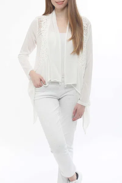 Incashmere Drape Front Cardi With Tape Yarn In White