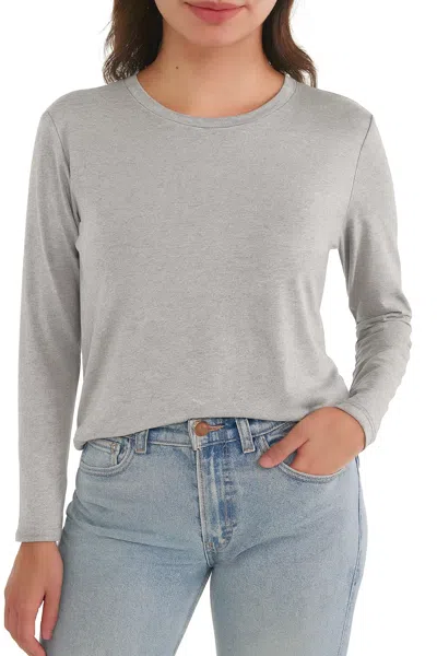 Incashmere Fine Knit Long Sleeve Crew Neck In Gray