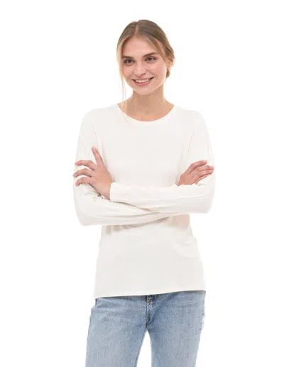 Incashmere Fine Knit Long Sleeve Crew Neck In White