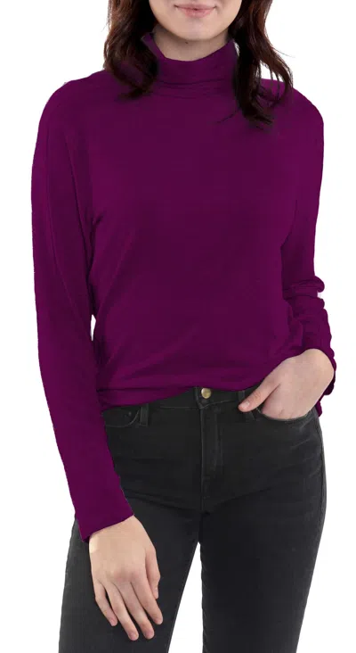 Incashmere Fine Knit Long Sleeve Turtleneck In Purple