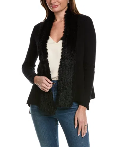 Incashmere Fuzzy Wool & Cashmere-blend Cardigan In Black