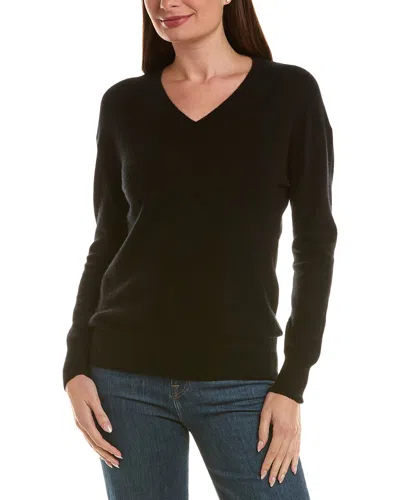 Incashmere High V-neck 100% Cashmere Sweater In Black