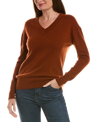 Incashmere High V-neck 100% Cashmere Sweater In Brown