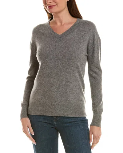 Incashmere High V-neck 100% Cashmere Sweater In Gray