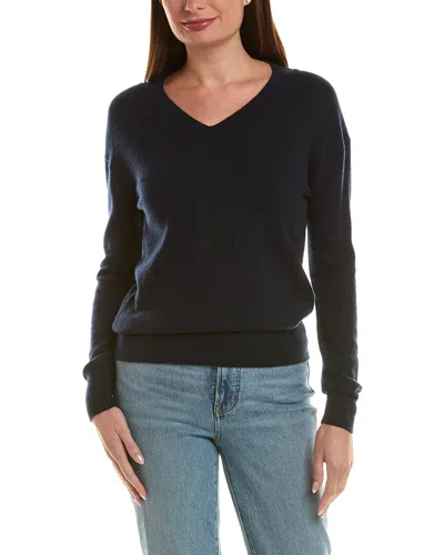 Incashmere High V-neck 100% Cashmere Sweater In Blue