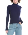Incashmere In2 By  Ribbed Turtleneck Cashmere-blend Sweater In Blue