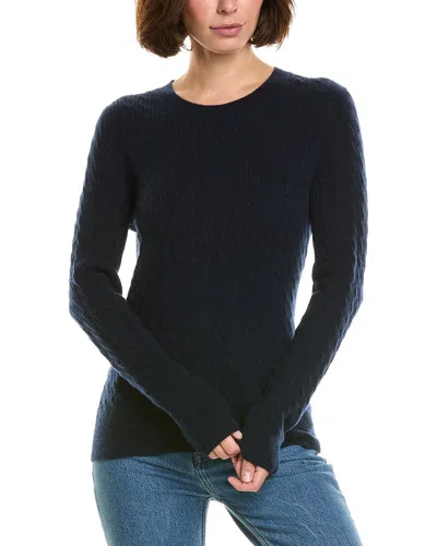 Incashmere Long Sleeve Allover Cable 100% Cashmere Pullover In Blue