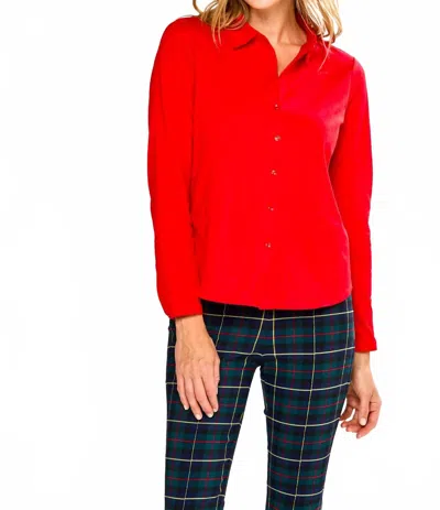 Incashmere Long Sleeve Cotton Knit Shirt In Red