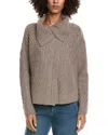 Incashmere Mix Cable Stitch Overlap Wool-blend Cardigan In Gray