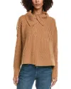 Incashmere Mix Cable Stitch Overlap Wool-blend Cardigan In Brown