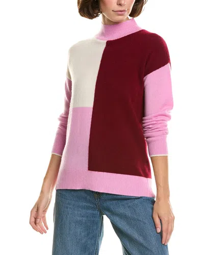 Incashmere Mock Neck Colorblock 100% Cashmere Sweater In Pink