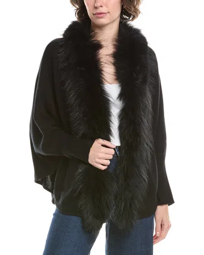 Incashmere Open Front Cashmere Poncho In Black