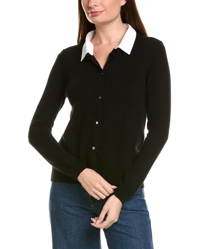 Incashmere Removable Collar 100% Cashmere Cardigan In Black