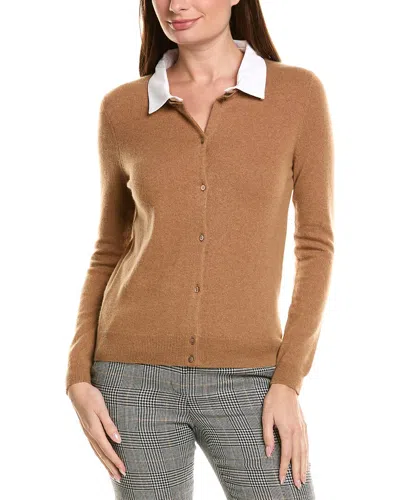 Incashmere Removable Collar 100% Cashmere Cardigan In Brown