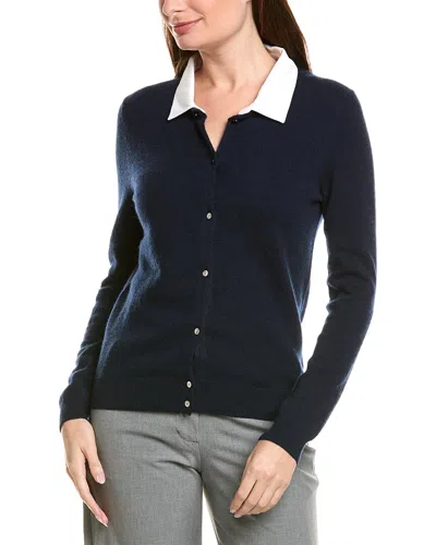 Incashmere Removable Collar 100% Cashmere Cardigan In Blue
