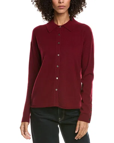 Incashmere Shirt Style Wool & Cashmere-blend Sweater In Burgundy