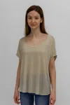 Incashmere Silk/cashmere Blend Drop Needle Stitch Pullover Top In Gray