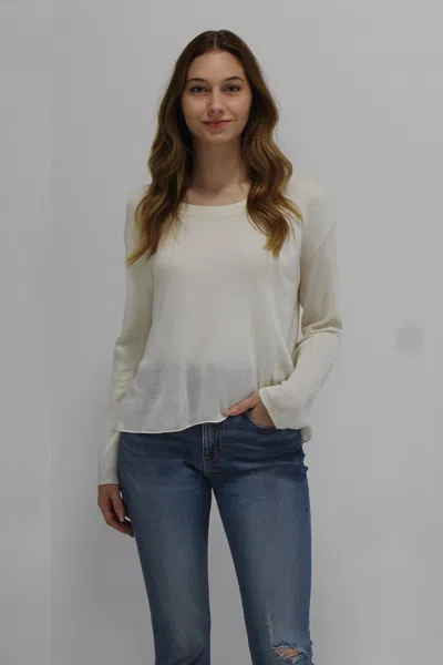 Incashmere Silk/cashmere Blend Drop Needle Stitch Pullover Top In White
