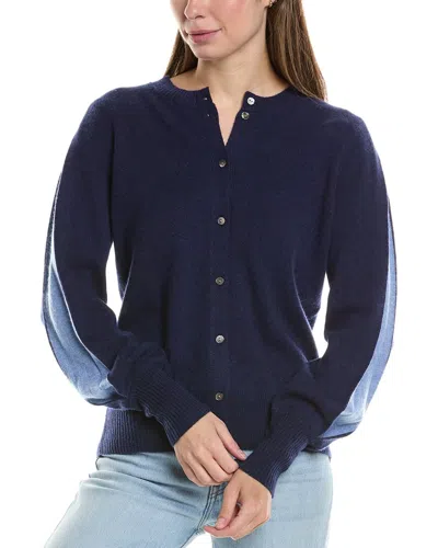 Incashmere Splice Cashmere Cardigan In Blue