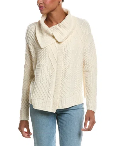 Incashmere Textured Wool & Cashmere-blend Wrap Sweater In White