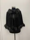 Incashmere Tied Finnraccoon Cashmere Capelet In Black In Black